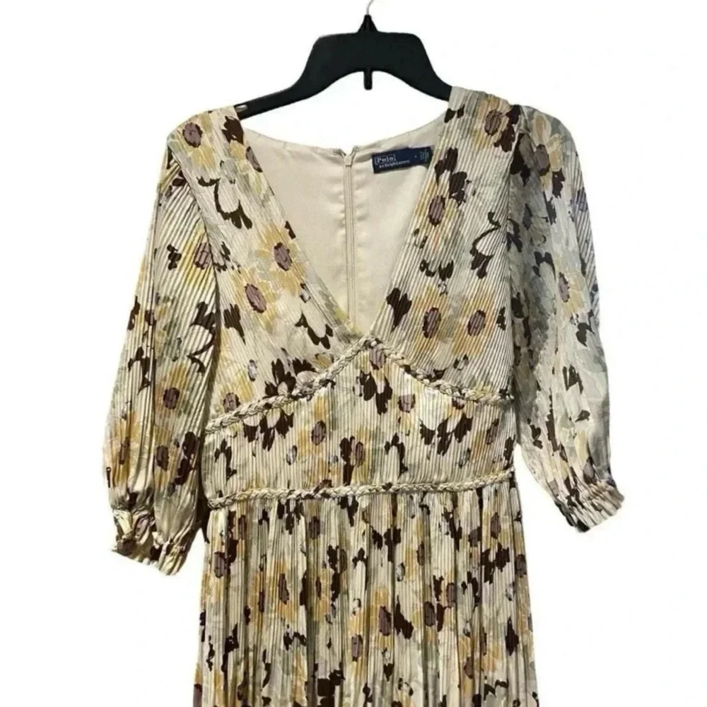 Polo Ralph Lauren Floral Maxi Dress in Cream and Brown - Picture 8 of 9